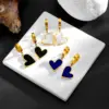 Wholesale Simple Style Heart Shape Titanium Steel Plating Inlay Shell Drop Earrings 1 Pair
