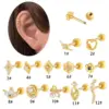 Wholesale 1 Piece 316 Stainless Steel Copper Zircon Ear Cartilage Rings & Studs Heart Shape Flower Ear Cartilage Rings & Studs