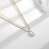 Wholesale Vacuum Plating PVD Coated Real Gold Plated 18K Rectangle 304 Stainless Steel Simple Style Waterproof Non Tarnish Titanium Layered Necklaces