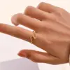 PVD Coated 18K Gold Plated Geometric 304 Stainless Steel Simple Style Waterproof Non Tarnish Open Rings