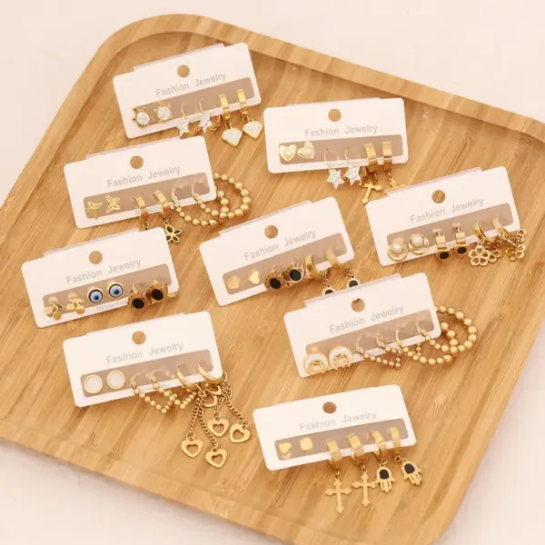 Wholesale PVD Coated 18K Gold Real Gold Plated Gloves Heart Shape Butterfly Stainless Steel Simple Style Waterproof Non Tarnish Drop Earrings