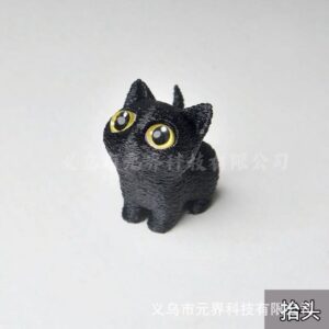 Black cat - standing up and looking up