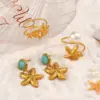 Wholesale Ion Plating (IP) 18K Gold Plated Starfish Shell 304 Stainless Steel Beach Waterproof Non Tarnish Rings Earrings