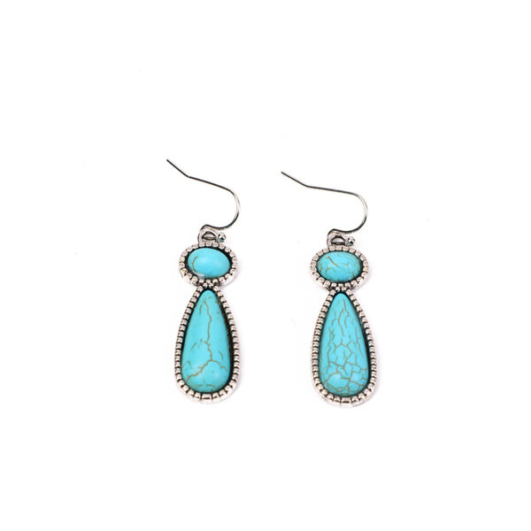 Wholesale European and American creative turquoise earrings exaggerated new ancient silver turquoise earrings factory direct supply