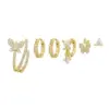Wholesale 1 Set Sweet Simple Style Geometric Butterfly Inlay Brass Zircon 18K Gold Plated Earrings Ear Studs