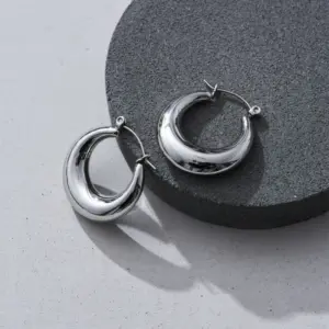 19 [Ag201] 25mm Earrings / Steel Color