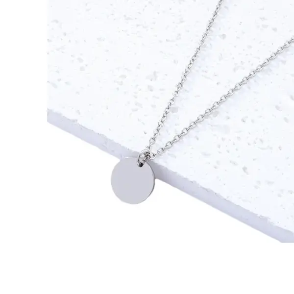 Wholesale Jewelry Basic Simple Style Round Customization Laser Engraving 201 Stainless Steel Plating Pendant Necklace Cable Chain