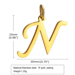 Gold (Single Pendant without Chain) / Letter N