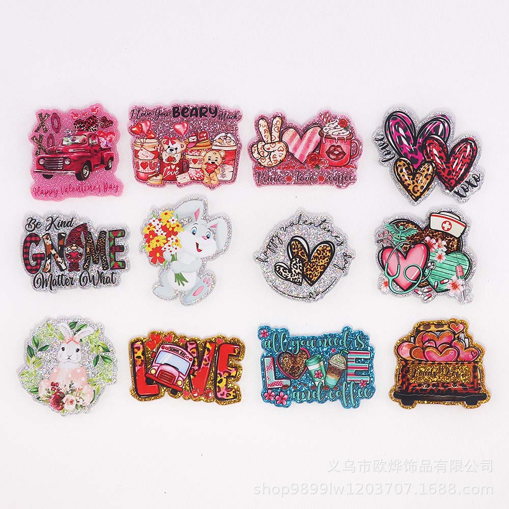 Wholesale pink cross-border cartoon peach heart bag acrylic pin