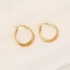 Wholesale PVD Coated 18K Gold Real Gold Plated C Shape Stainless Steel Commute Waterproof Non Tarnish Hoop Earrings Ear Studs