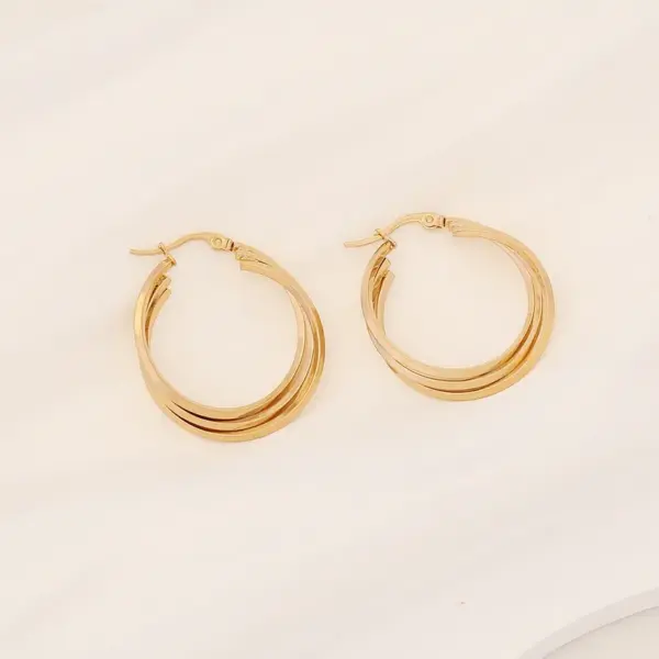 Wholesale PVD Coated 18K Gold Real Gold Plated C Shape Stainless Steel Commute Waterproof Non Tarnish Hoop Earrings Ear Studs