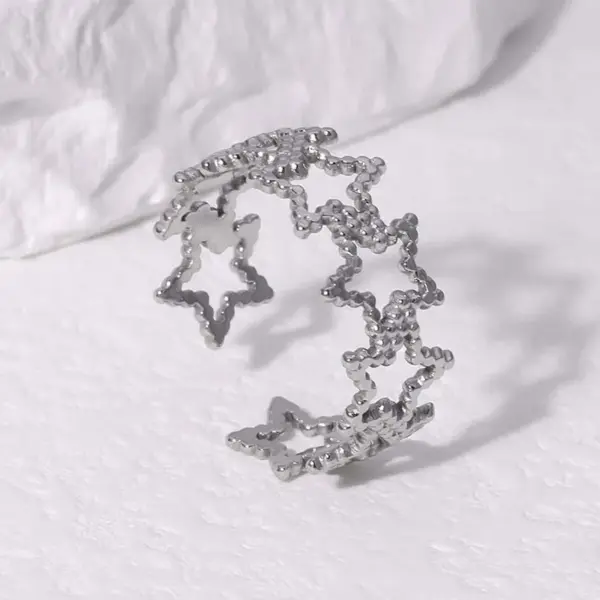 PVD Coated Real Gold Plated 18K Gold Pentagram Star 304 Stainless Steel Modern Style Simple Style Waterproof Non Tarnish Open Rings