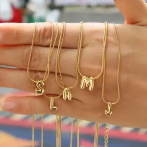 Wholesale Jewelry Basic Modern Style Classic Style Letter 304 Stainless Steel Brass Plating Pendant Necklace