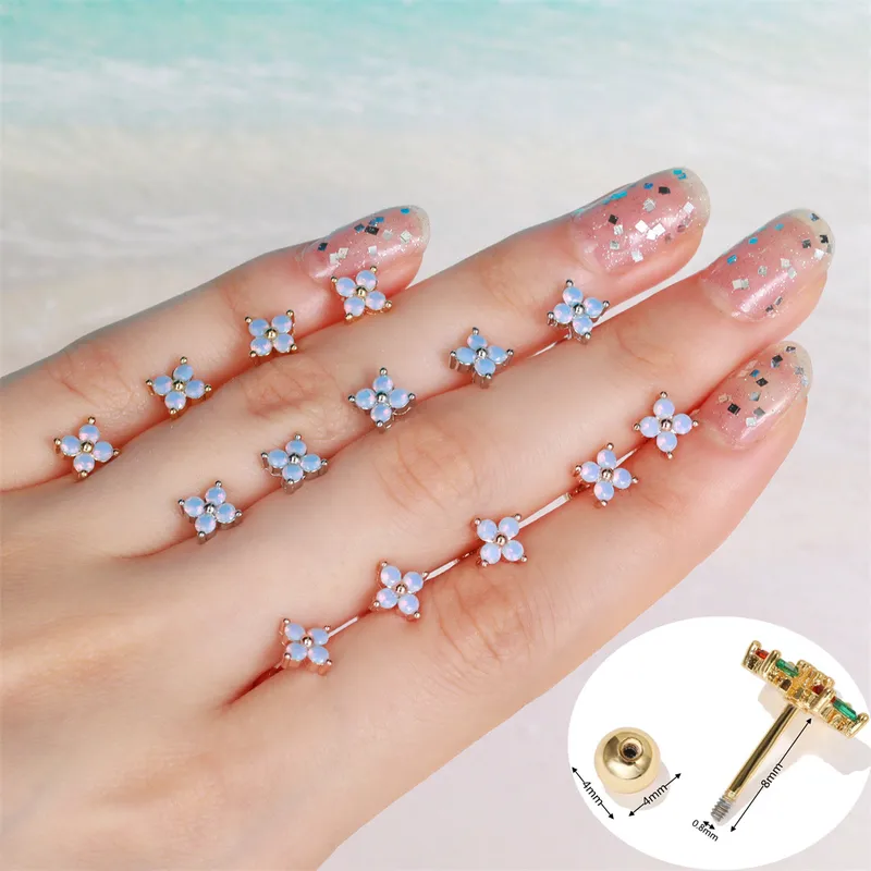 Wholesale Ear Cartilage Rings & Studs Flower Brass Gem