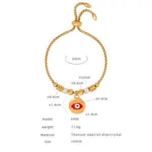 E456-Red Dripping Oil Gold Bracelet