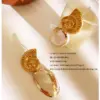 1 Pair Of Design Stainless Steel Natural Shell 18K Gold Waterproof Non-Fading Women's Earrings Long Fashion High-End Earrings