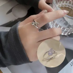 Silver Zircon Fishtail Ring