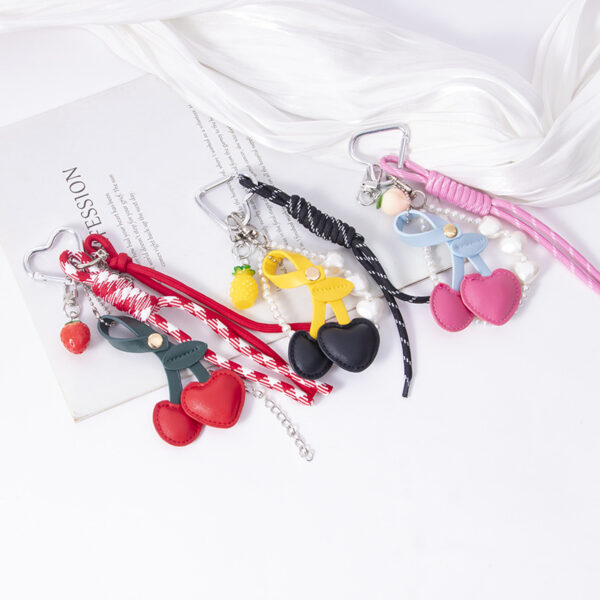 Wholesale cherry bag pendant resin fruit keychain