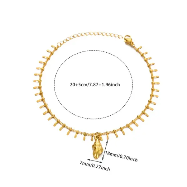 1 Piece Simple Style Conch Eye Shell 304 Stainless Steel Artificial Pearl Waterproof Non Tarnish PVD Coated Real Gold Plated Women's Anklet