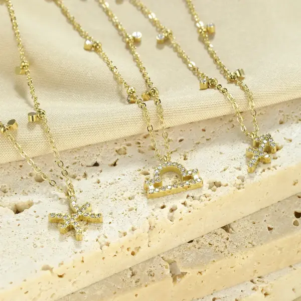 PVD Coated Constellation 304 Stainless Steel Simple Style Shiny Waterproof Non Tarnish 304 Stainless Steel Pendant Necklace