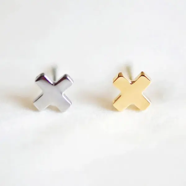 Wholesale PVD Coated 14K Gold Real Gold Plated Cross Stainless Steel Waterproof Non Tarnish Earrings