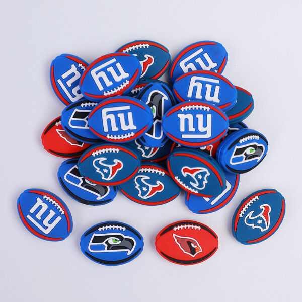 Wholesale Rugby Team Badge Silicone Beads Focal Beads