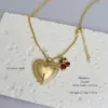 Wholesale Jewelry Simple Style Classic Style Cross Cherry Heart Shape Copper Zircon 18K Gold Plated Inlay Pendant Necklace