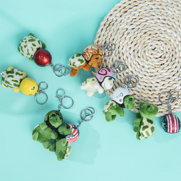 Wholesale Cute Cartoon Helmet Plush Turtle Keychain Pendant Twelve Zodiac Luggage Hanging Ornaments Aquarium Amusement Park