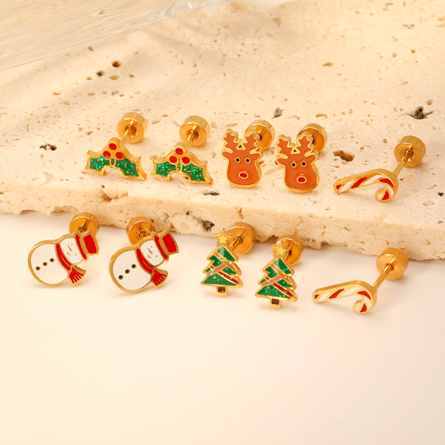 Wholesale Christmas stainless steel Christmas tree earrings