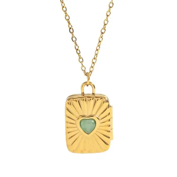 Ion Plating (IP) 18K Gold Plated Geometric Heart Shape 304 Stainless Steel Casual Elegant Simple Style Locket Necklace