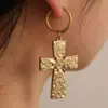 Wholesale Luxurious Exquisite Stainless Steel 18K Gold Plated Cross Pendant Earrings Elegant Polished Finish For Women Versatile Use