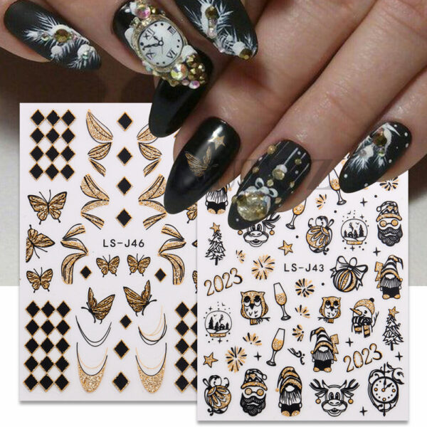 Wholesale Nail Art Stickers New Year's Countdown Glitter Adhesive Decals