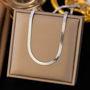 51【H45】40+5 Blade Chain Necklace / Steel Color