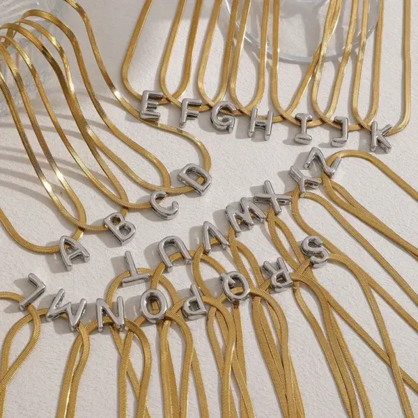 Titanium Steel Snake Bone Chain Necklace 26 Letters Hot Selling DIY Jewelry Lightweight Luxury Versatile For Women