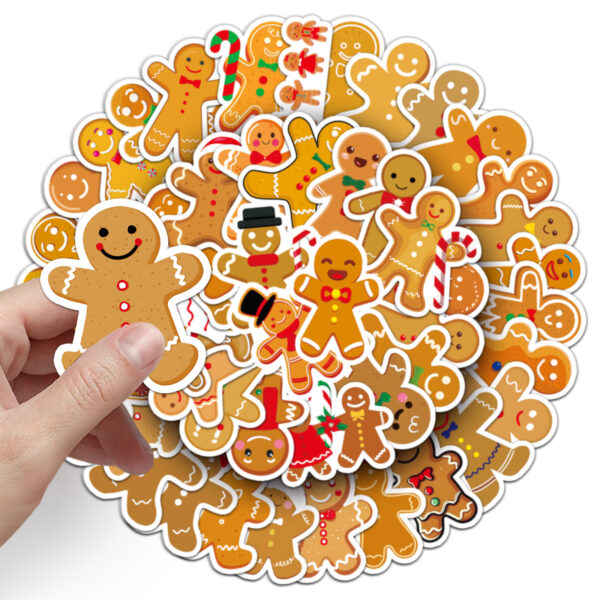 Wholesale 50pcs/pack Gingerbread Man Personality Cartoon Holiday Sticker