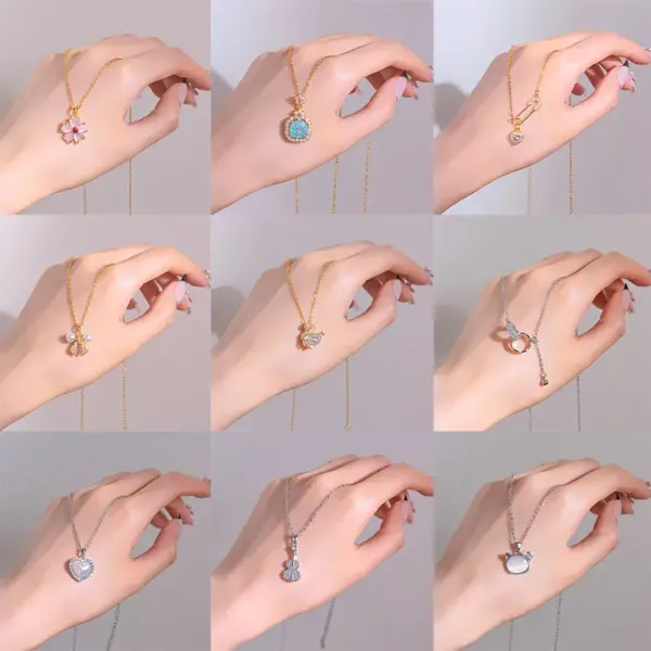 Wholesale Simple Style Animal Heart Shape Titanium Steel Copper Plating Inlay Zircon Pendant Necklace