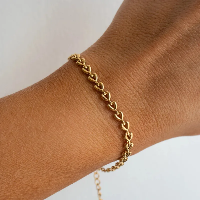 Wholesale Jewelry Elegant Heart Shape Solid Color 304 Stainless Steel Chain Jewelry Set