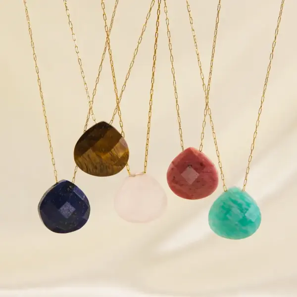Wholesale PVD Coated 14K Gold Real Gold Plated Water Droplets 304 Stainless Steel Elegant Simple Style Waterproof Non Tarnish 304 Stainless Steel Pendant Necklace