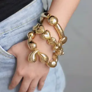 Wholesale Copper Asymmetrical Balloon Plating Printing Water Droplets Rhombus Bracelets Bangle