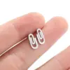 Wholesale PVD Coated Real Gold Plated Paper Clip Stainless Steel Fashion Waterproof Non Tarnish Ear Studs