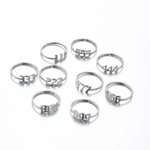 Wholesale PVD Coated 18K Gold Real Gold Plated Number 201 Stainless Steel Fashion Waterproof Non Tarnish Open Ring