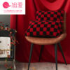 Wholesale Christmas red, black, and white checkerboard faux lambskin pillowcase
