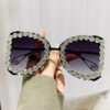 Wholesale Diamond-encrusted large-frame sunglasses 2024 new sunglasses ladies exaggerated large-frame sunglasses metal personality high-level sense