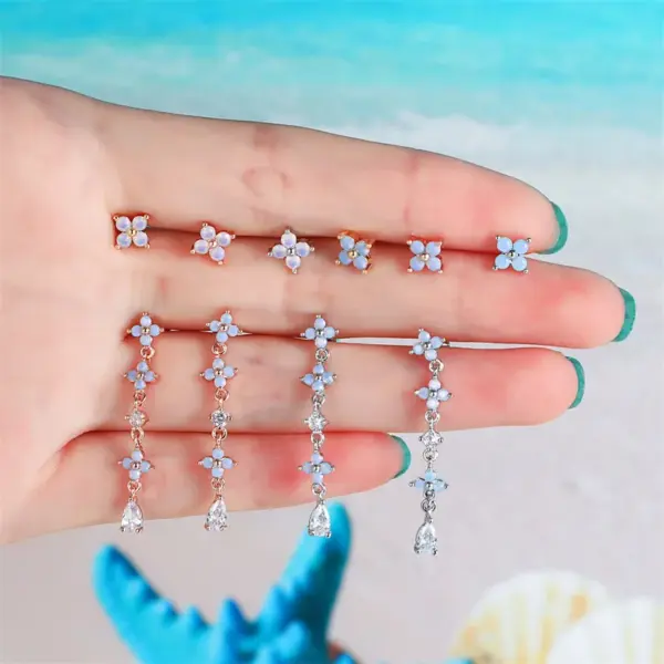 Ear Cartilage Rings & Studs Flower Brass Gem