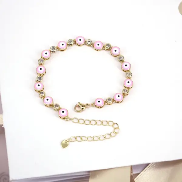 Wholesale Retro Oil Drop Zircon Devil's Eye Adjustable Eye Copper Bracelet Wholesale