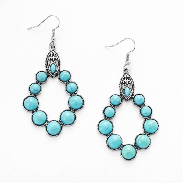 Wholesale European and American New Retro Earrings Bohemian Turquoise Drop-Shaped Cut Out Earrings Earrings Factory Direct Sale