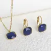 Wholesale Vacuum Plating Real Gold Plated 18K Gold Square 304 Stainless Steel Simple Style Shiny Waterproof Non Tarnish Jewelry Set