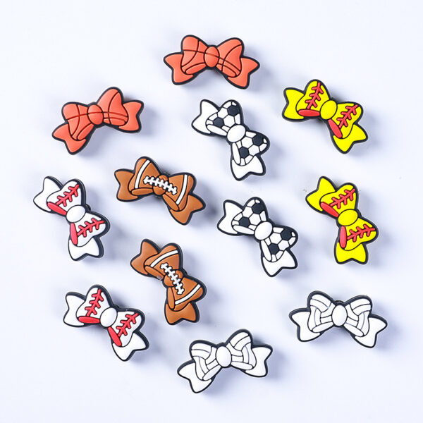Wholesale Baseball and basketball pattern bow silicone beads