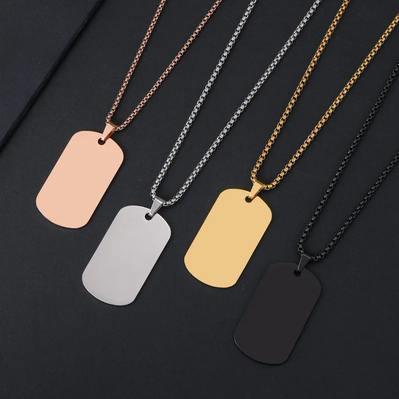 Wholesale Jewelry Retro Classic Style Geometric Customization Laser Engraving 201 Stainless Steel Plating Pendant Necklace Chain-free