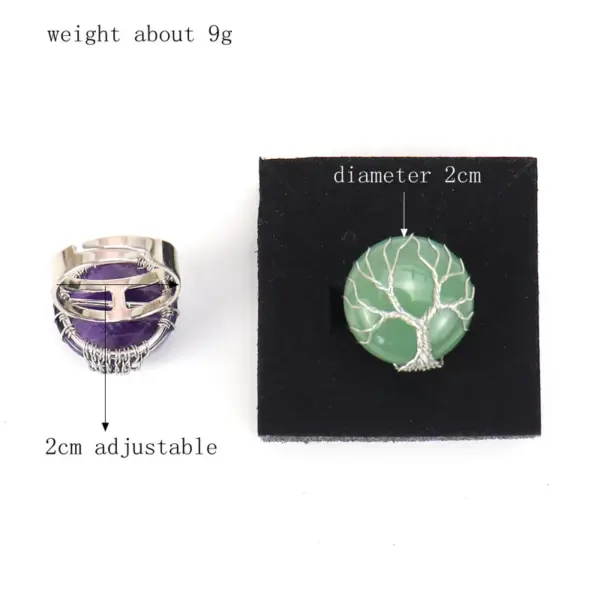 Wholesale Ethnic Style Tree Oval Agate Open Ring 1 Piece